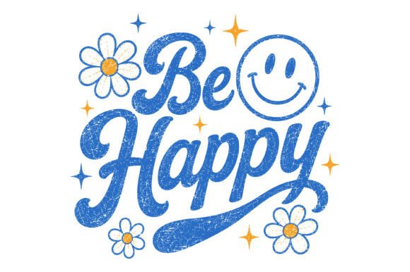 Be Happy Retro Smiley Flower Design: Spreading Joyful Vibes