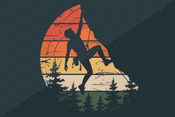 Capture Vertical Freedom with This Retro Sunset Climber PNG