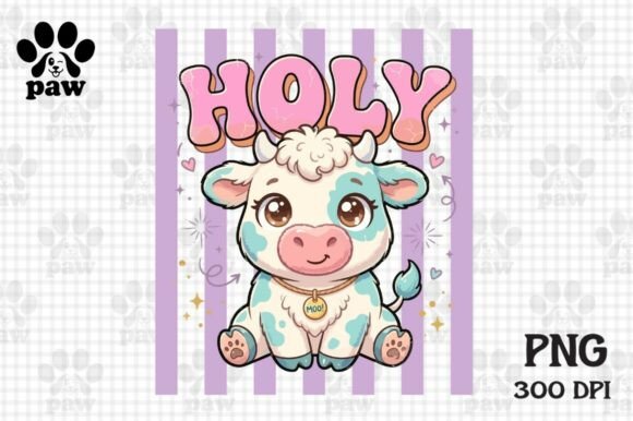 Holy Cow PNG Design: Adorable Kawaii Art for Projects