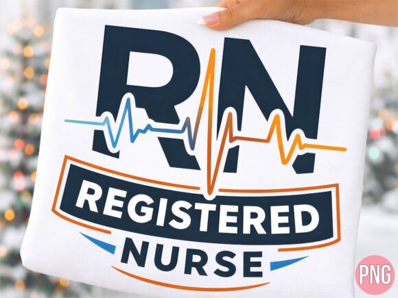 Registered Nurse RN Heartbeat Design PNG for Creative Projects