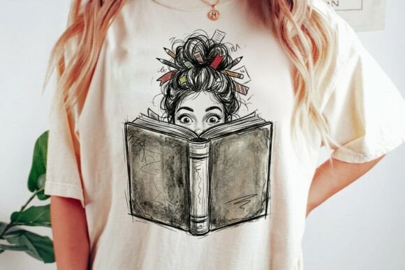 The Bookworm Reading Sketch: A Whimsical Design Asset