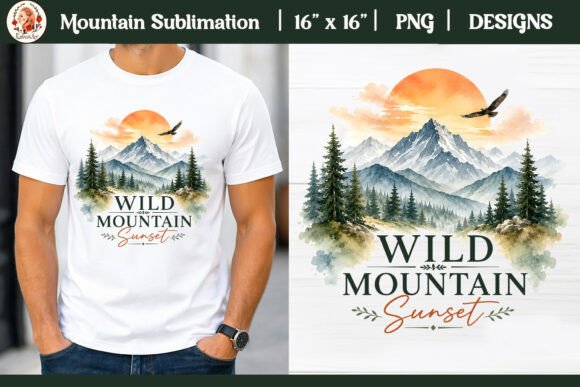 Wild Mountain Sunset Sublimation Design: A Bold Graphic for Outdoor Brands